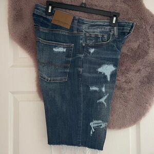 American Eagle Outfitters Distressed Blue Denim Jean shorts
